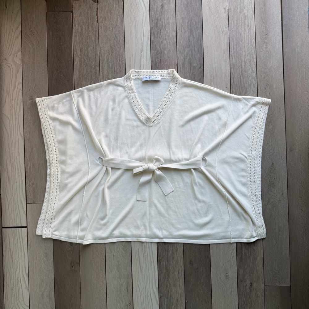 Trina Turk Pearl Knit Poncho with Tie Waist